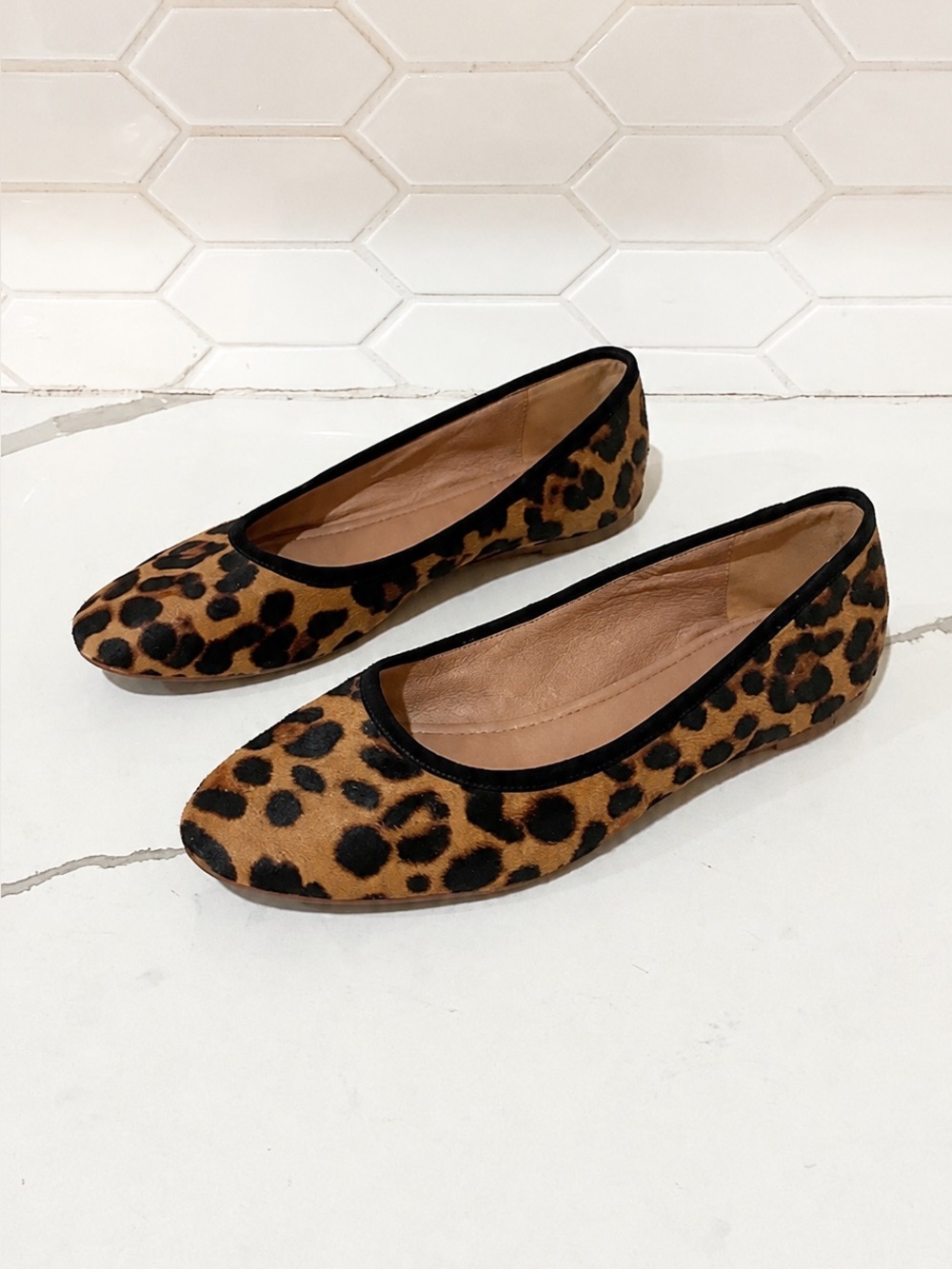 Madewell Leopard Print Calf Hair Ballet Flats Women’s Size 7 Slip On Shoes